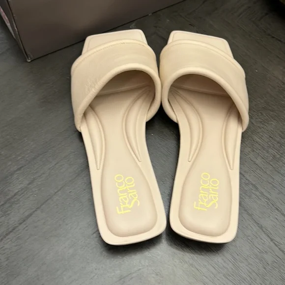 Franco Sarto Caven Slide Sandals - Cream Leather - Picture 6 of 7